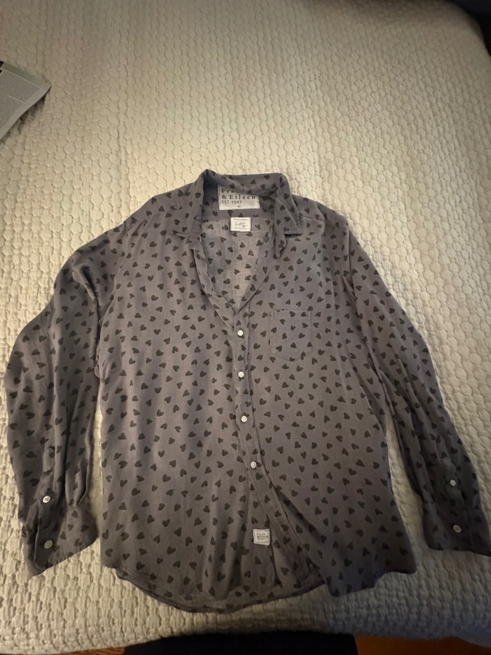 Frank & Eileen gray with black hearts, SO SOFT! size L.